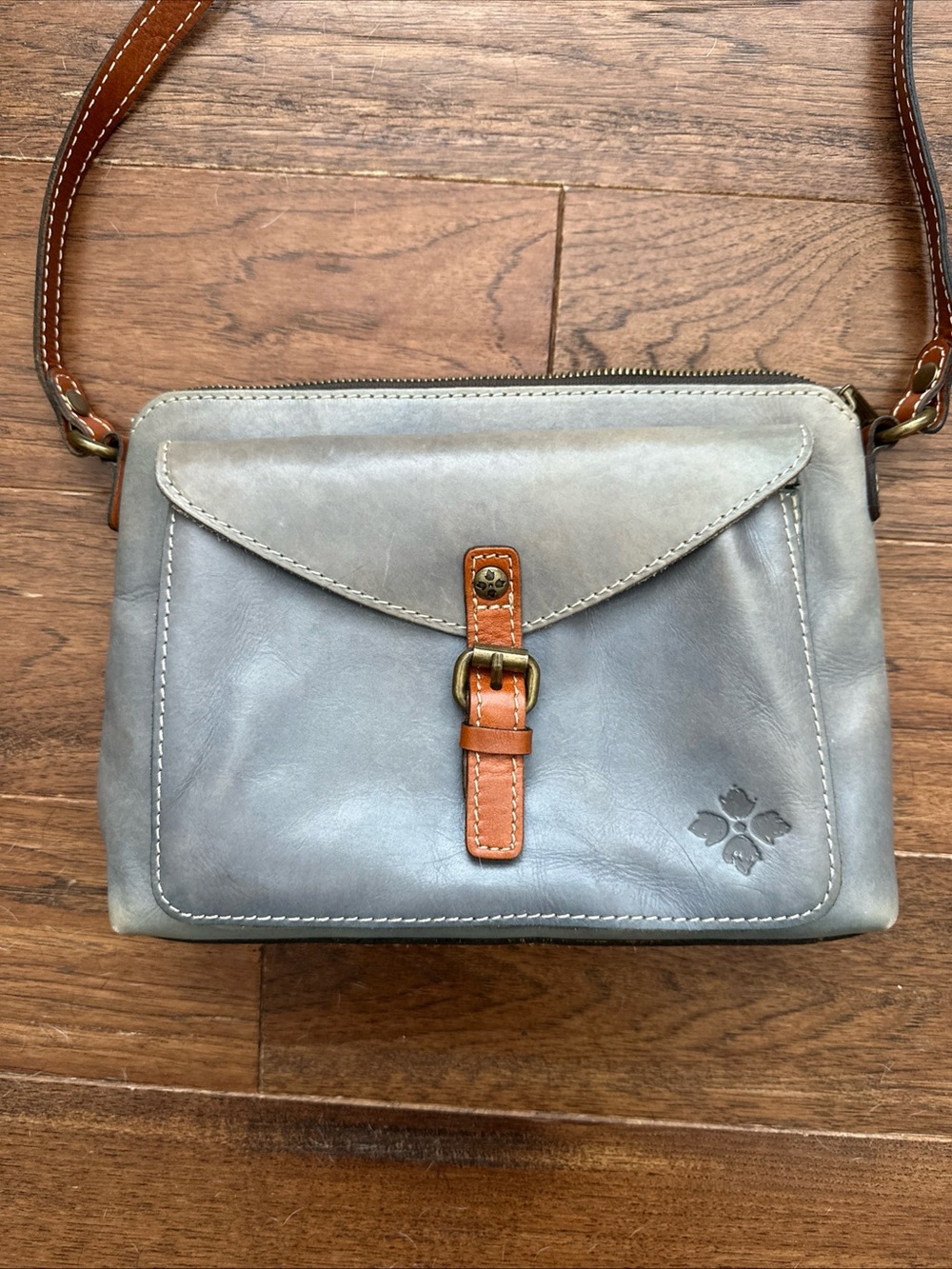patricia Nash Avellino handbag Leather crossbody gray Blue Brown